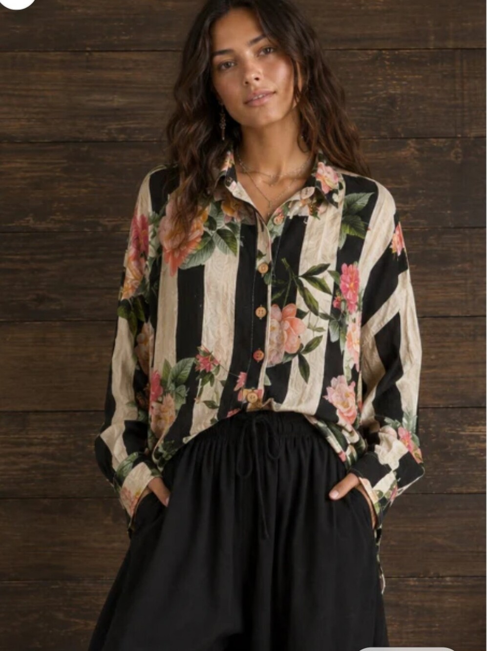 🔥BRAND NEW Harvest Treasures Tunic- Bloom - Jaded Gypsy, Striped Button Down